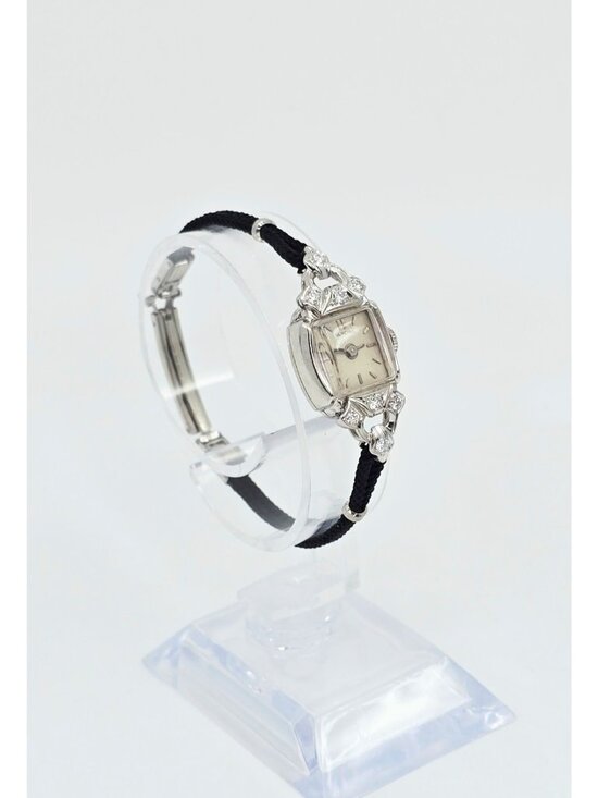 Vintage Glycine 14K White Gold Diamond Ladies Cocktail Watch 17J Swiss main image 9